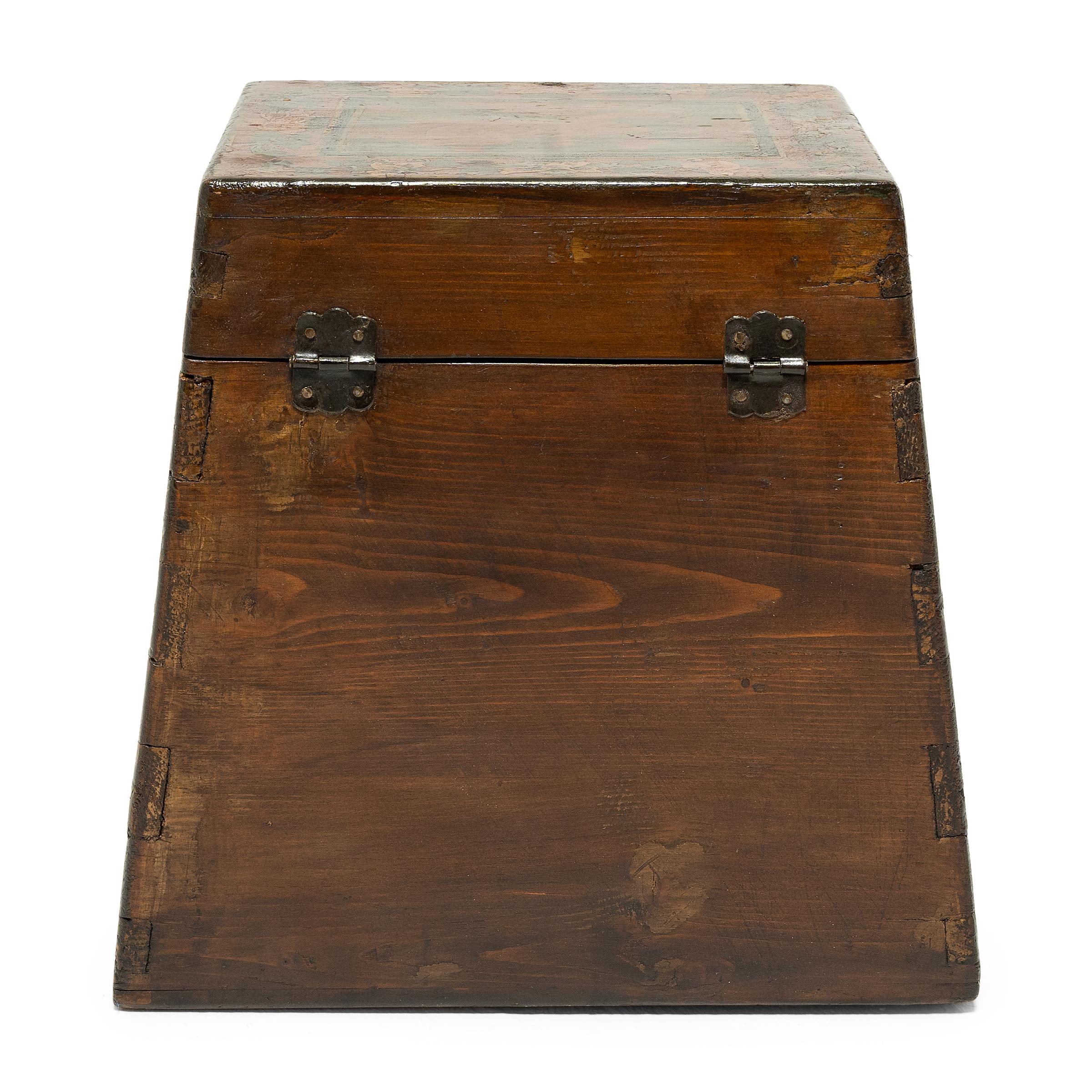 Wood Tibetan Painted Longevity Box, c. 1900 For Sale