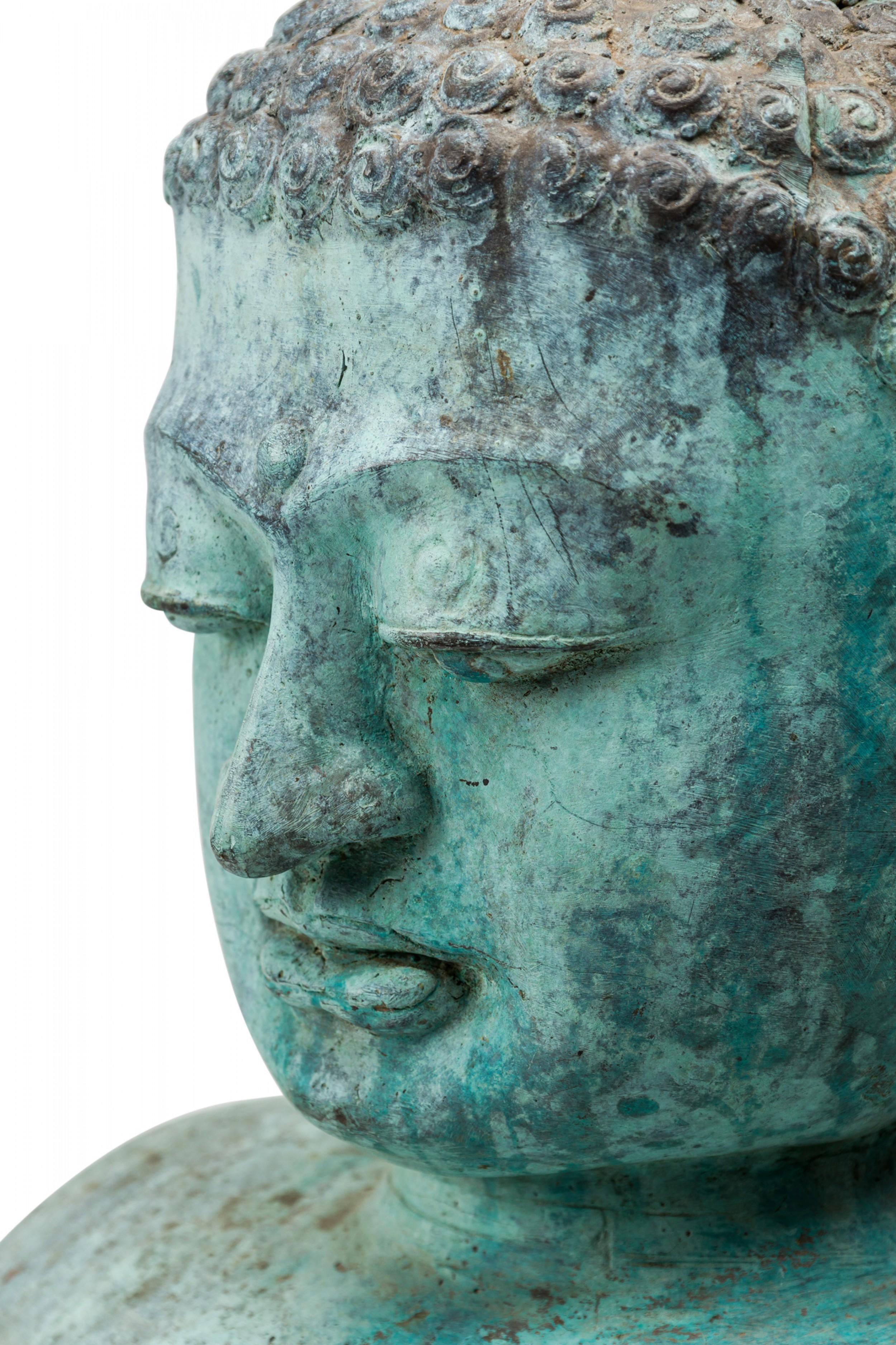 Tibetan Patinated Bronze and Brass Buddha Bust For Sale 5