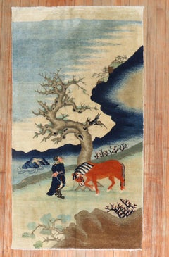 Zabihi Collection Tibetan Pictorial Throw Rug