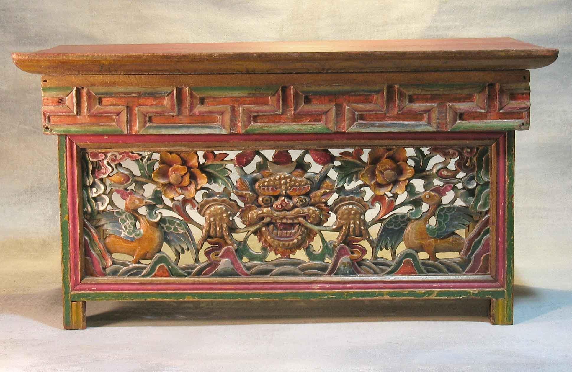 Tibetan Portable Polychromed Wooden Altar Stand or Table, Early 20th Century 6
