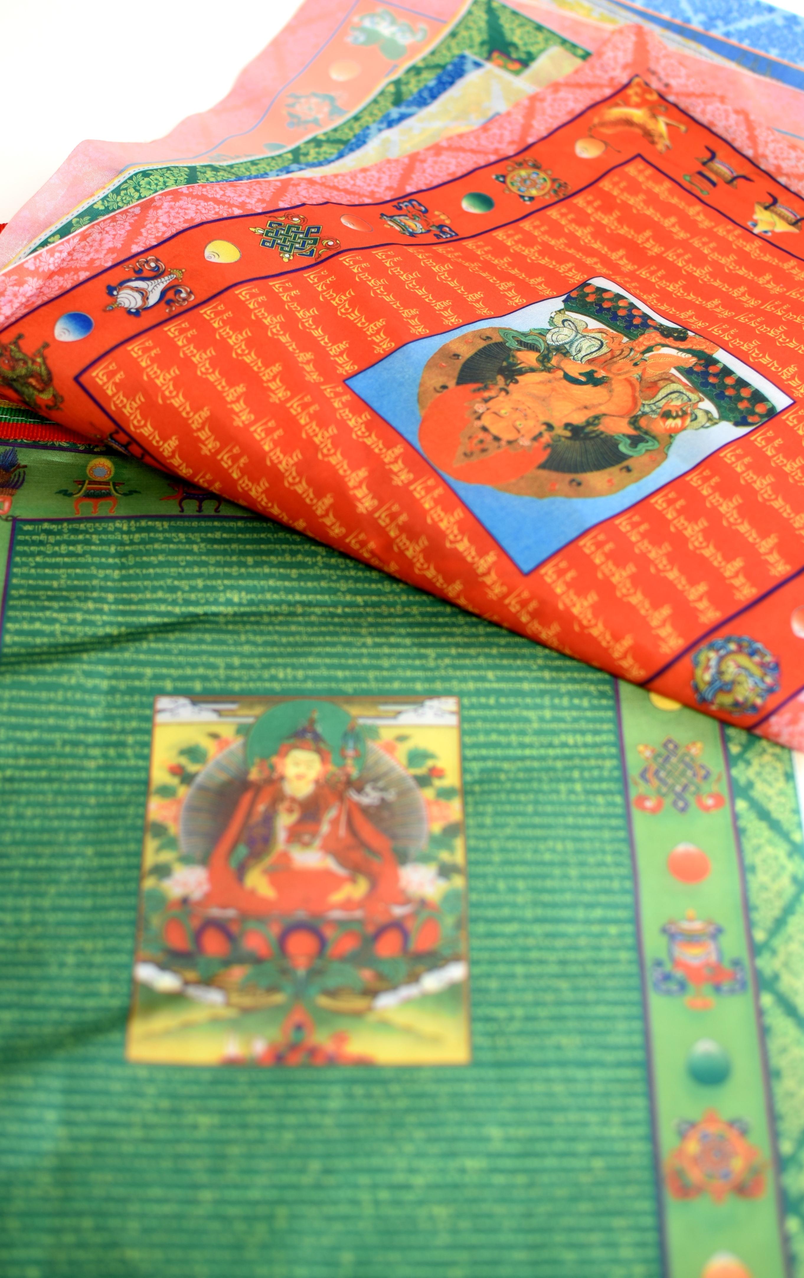 Metal Tibetan Protection Green Tara Ghau and Prayer Flag