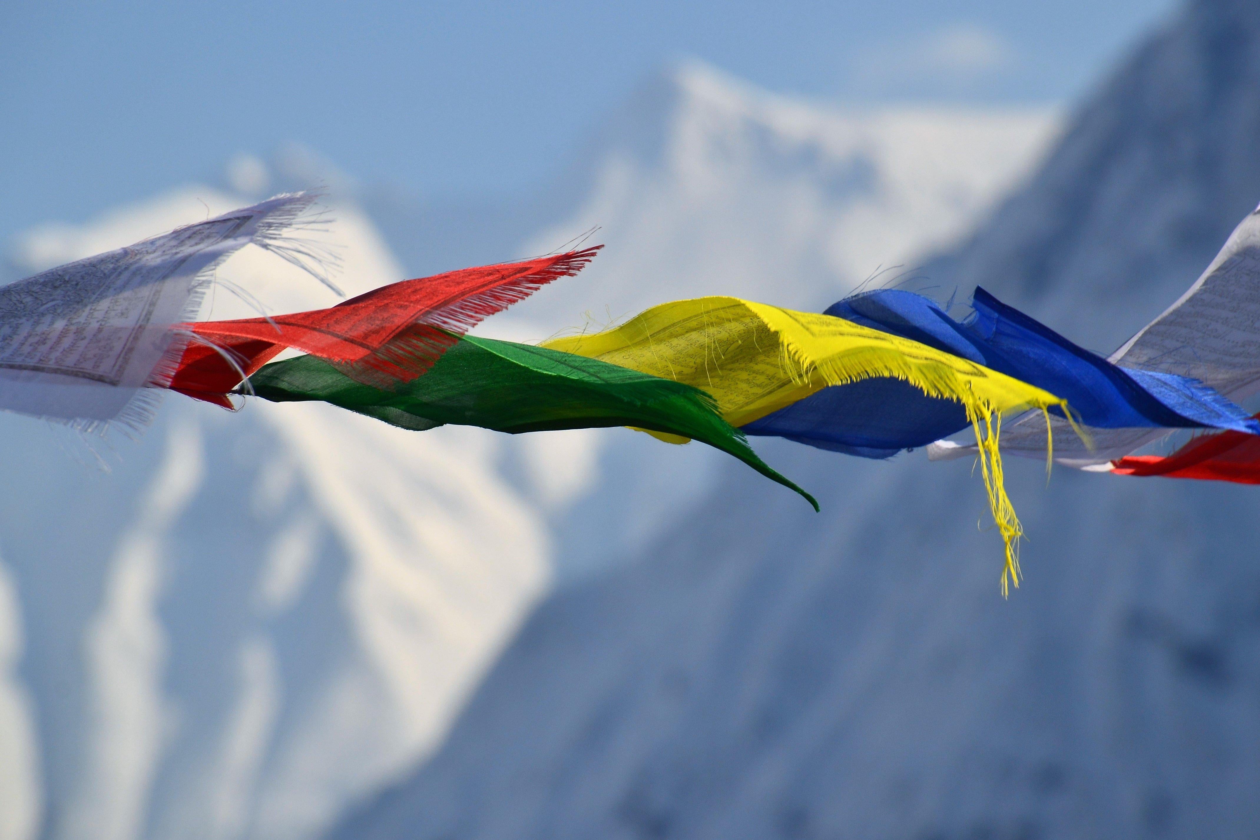 Tibetische Schutz-Fahne und Phurba aus Amuletten im Angebot 13