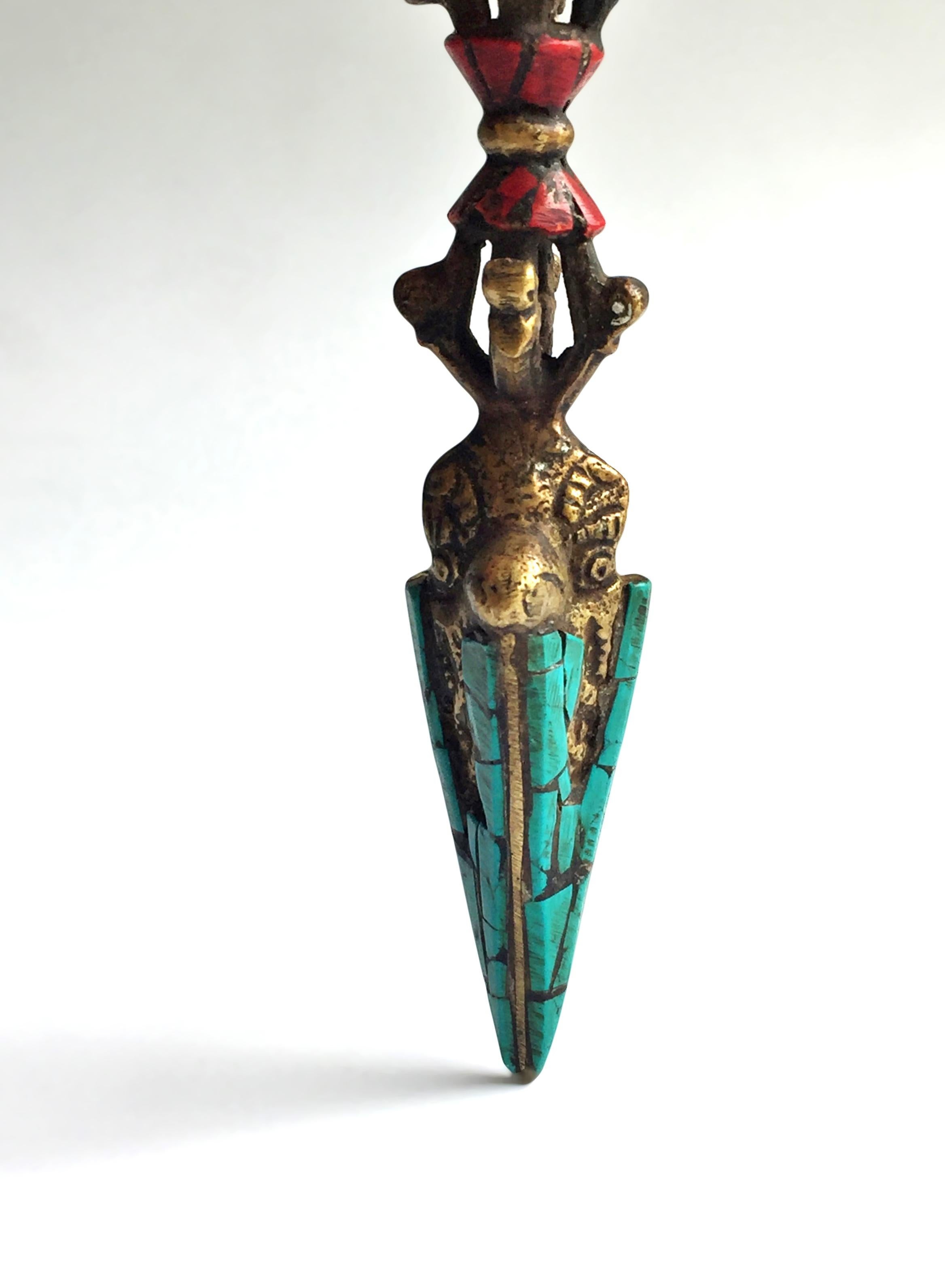 Hand-Crafted Tibetan Protection Set Amulet Flag and Phurba