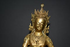 Tibetan Protective Buddha Vajrasattva Gilt Bronze 13"