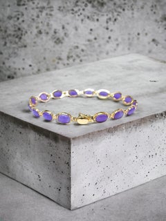 Tibetan Purple Lavender Jadeite Beaded Bracelet (with 14K Solid Yellow Gold)