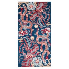 Alfombra de lana tibetana roja y azul Phoenix Dragon Accessory by Joseph Carini