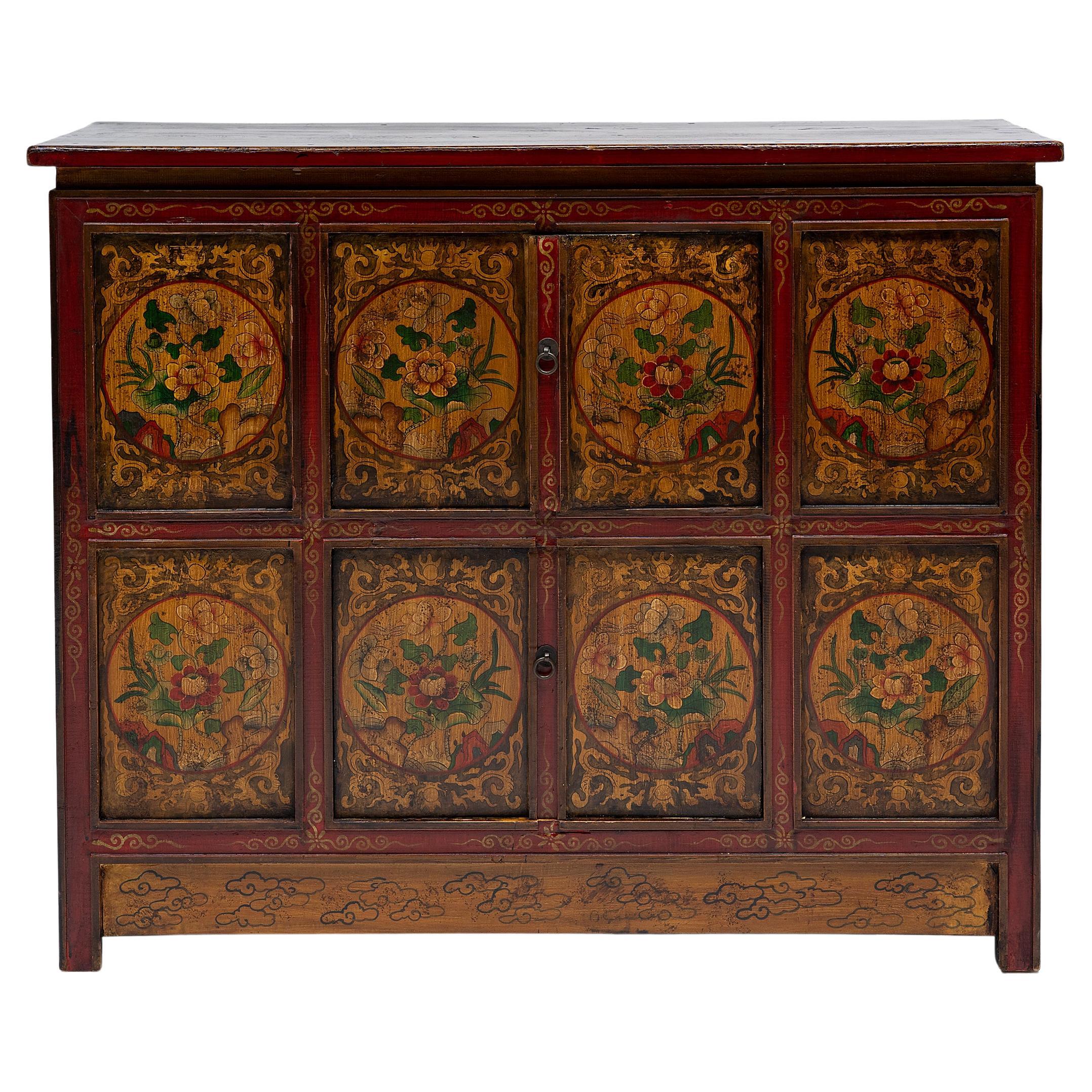 Tibetan Red and Gold Painted Cabinet, c. 1900