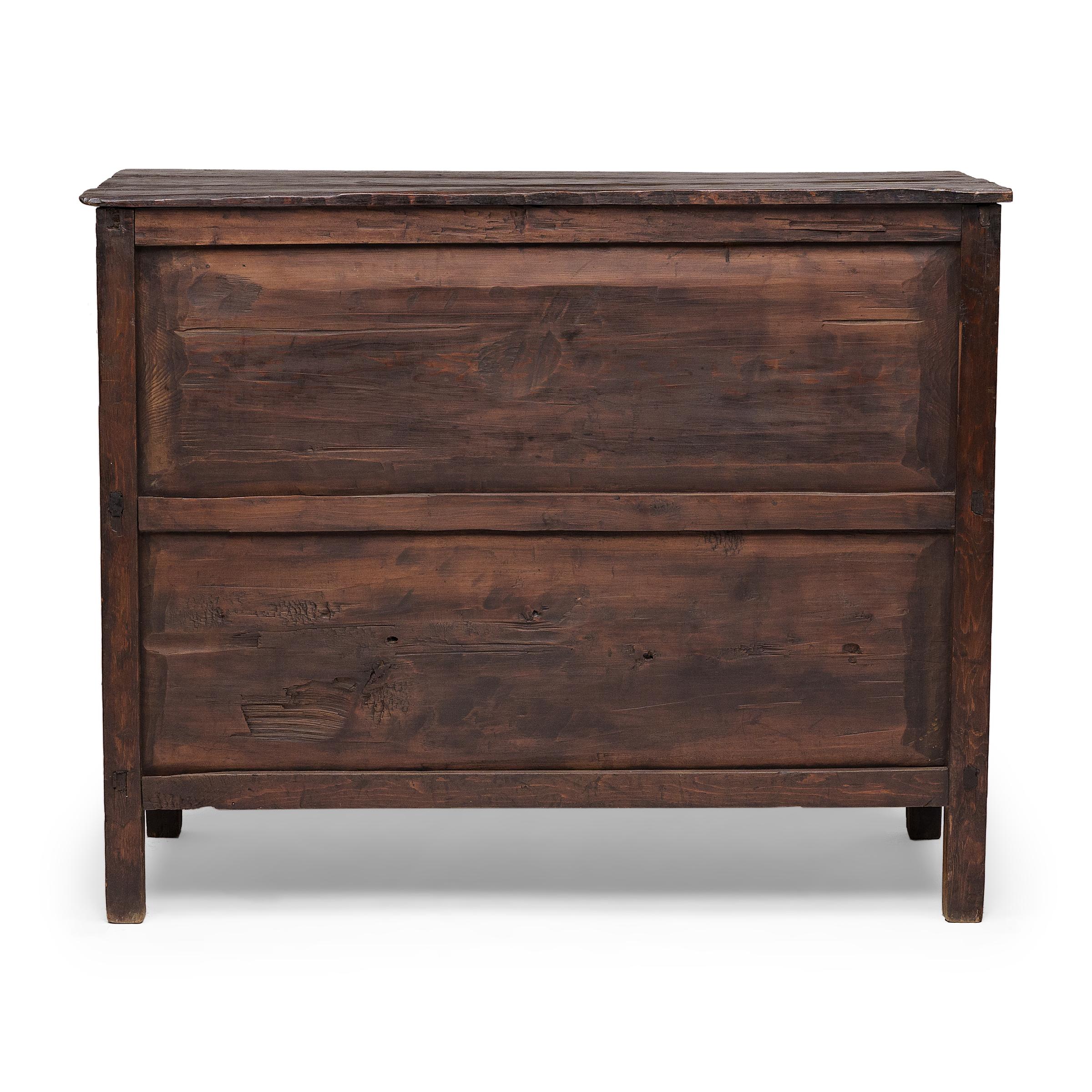 Pine Tibetan Red & Green Longevity Coffer, c. 1850 For Sale