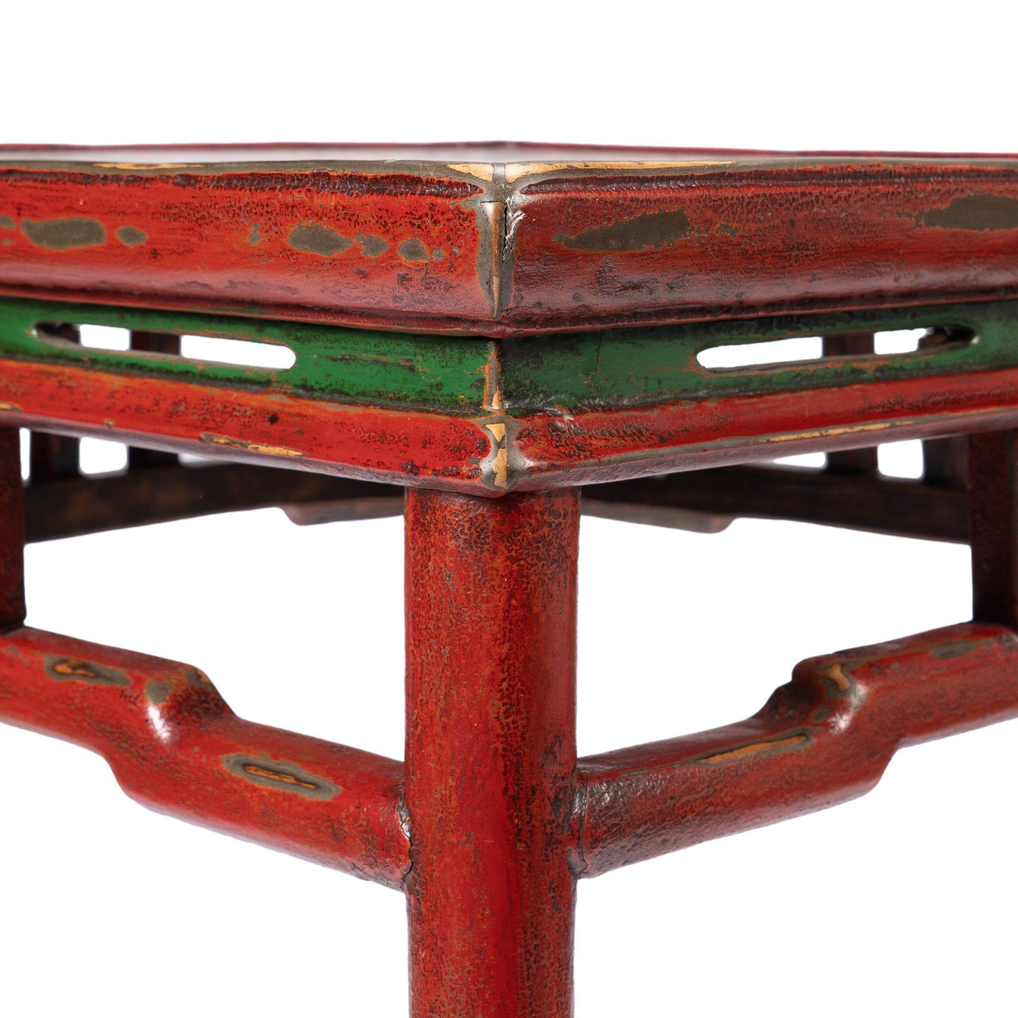 Tibetan Red Lacquered Side Table '1910' For Sale 8