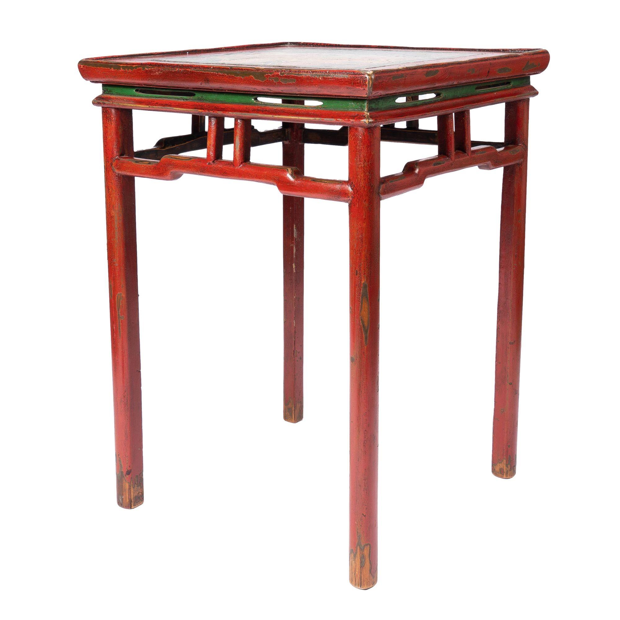 20th Century Tibetan Red Lacquered Side Table '1910' For Sale