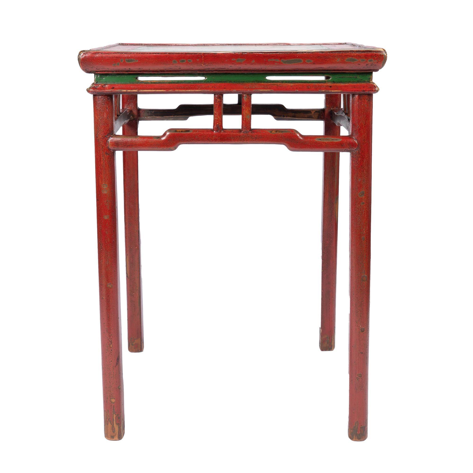 Tibetan Red Lacquered Side Table '1910' For Sale 3
