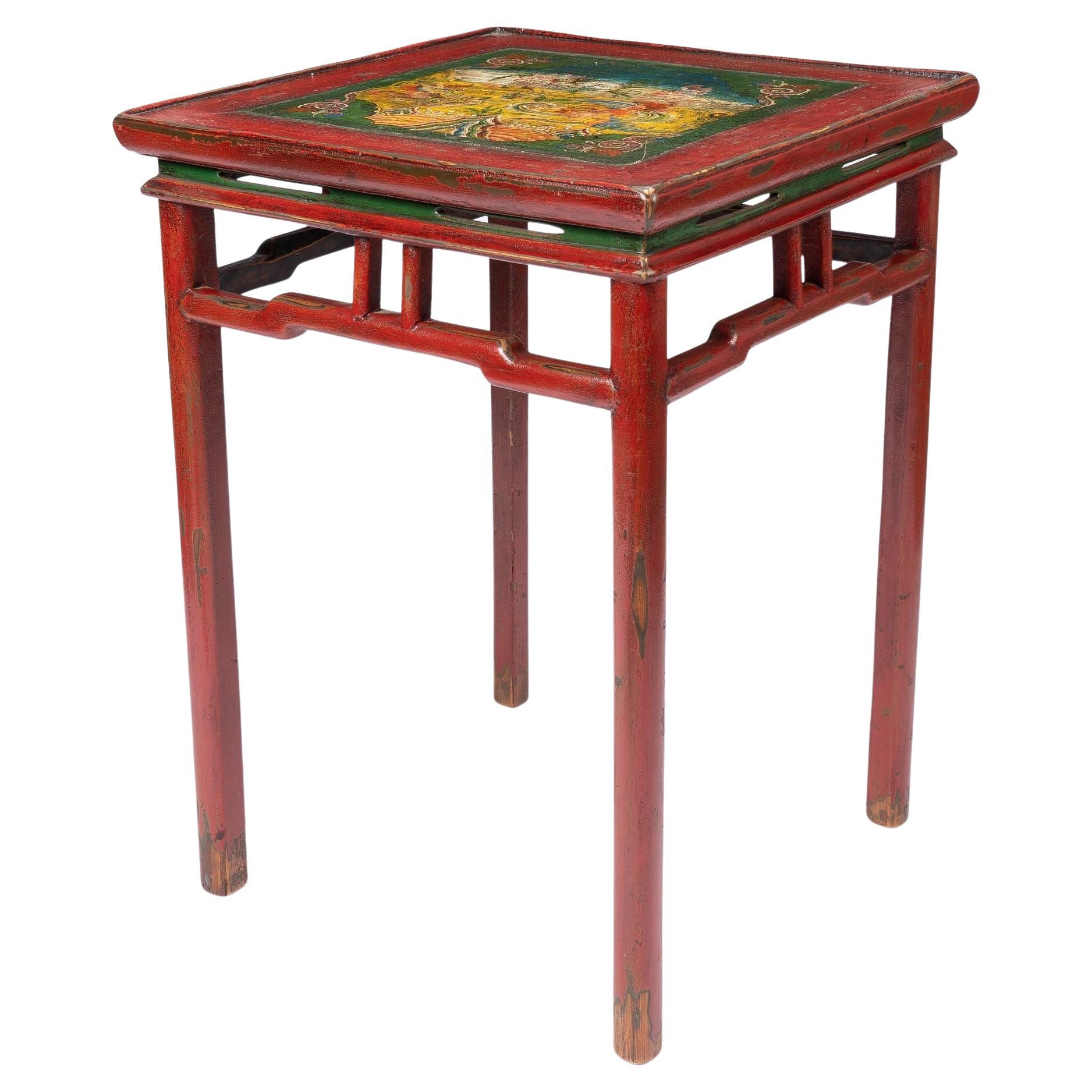 Tibetan Red Lacquered Side Table '1910' For Sale