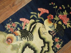 Navy Blue Rooster Tibetan Pictorial Rug