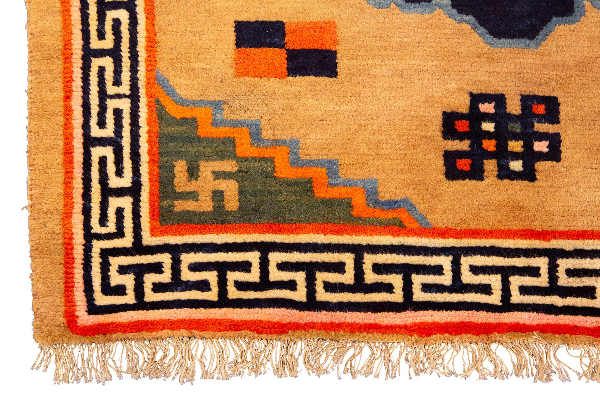 Tibetano Tappeto tibetano Camel Color Field in vendita