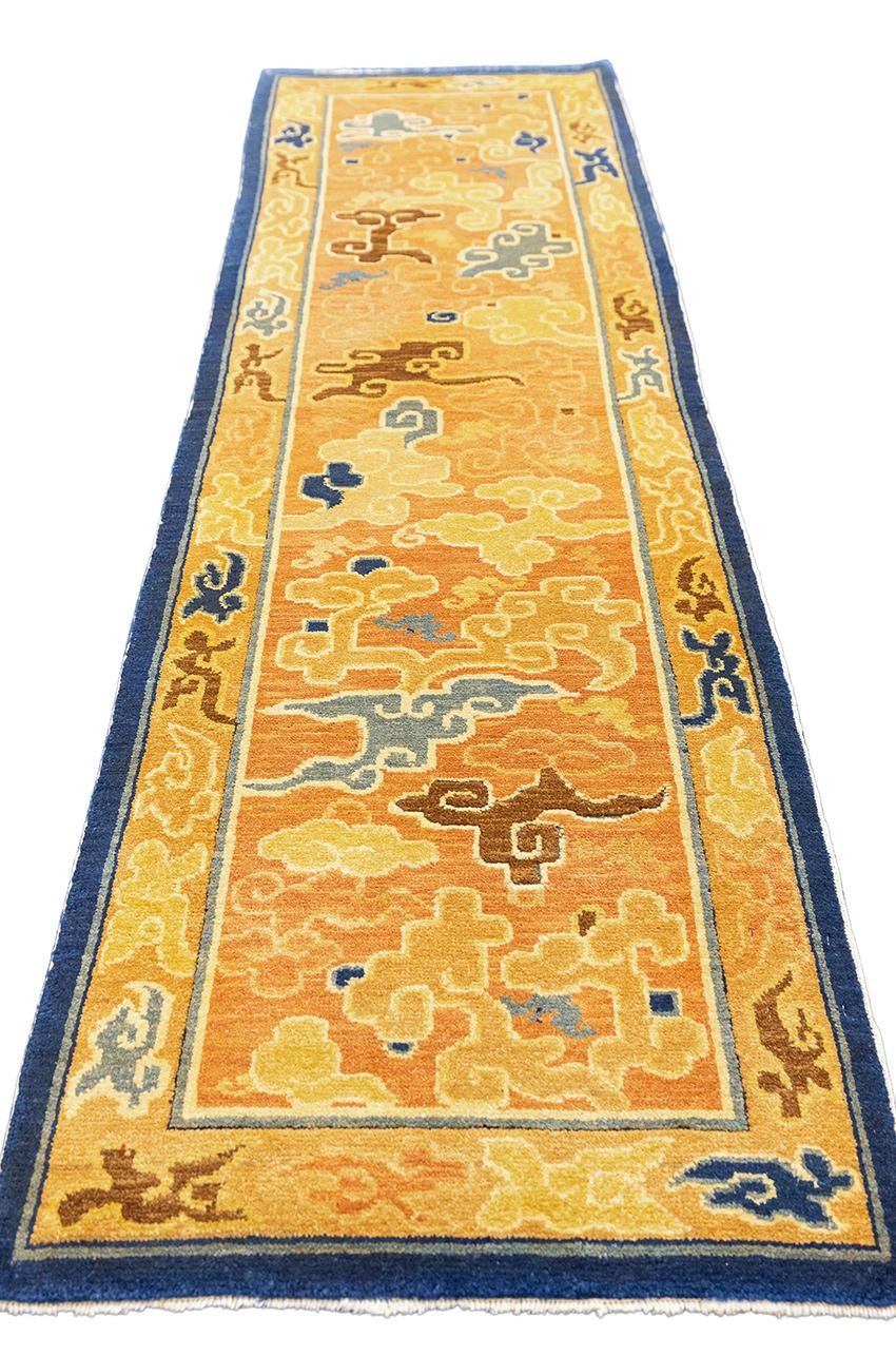 Hand-Knotted Tibetan Rug Cloud Band Motif For Sale