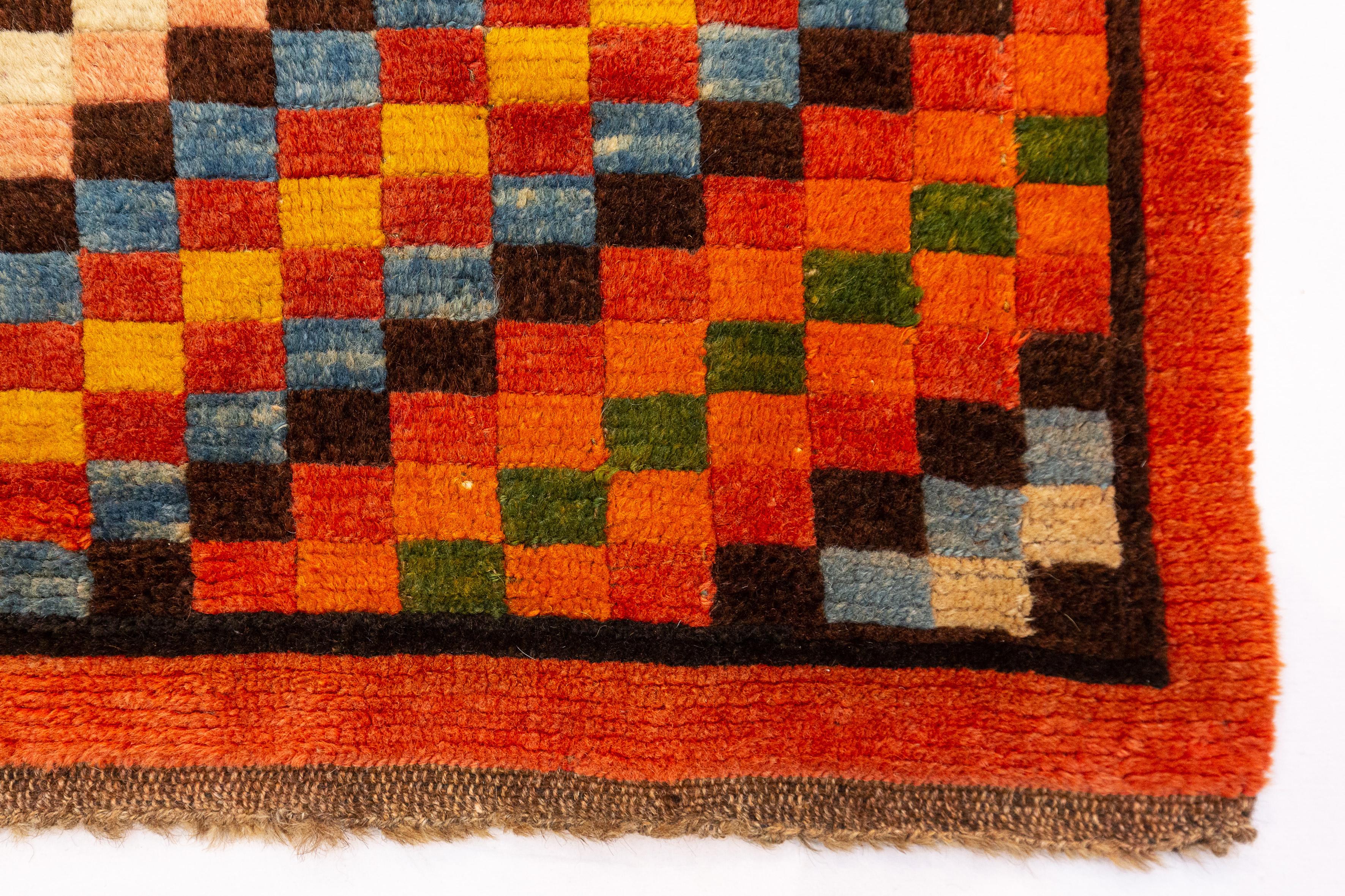 Tibetischer Teppich Buntes Design (19. Jahrhundert) im Angebot