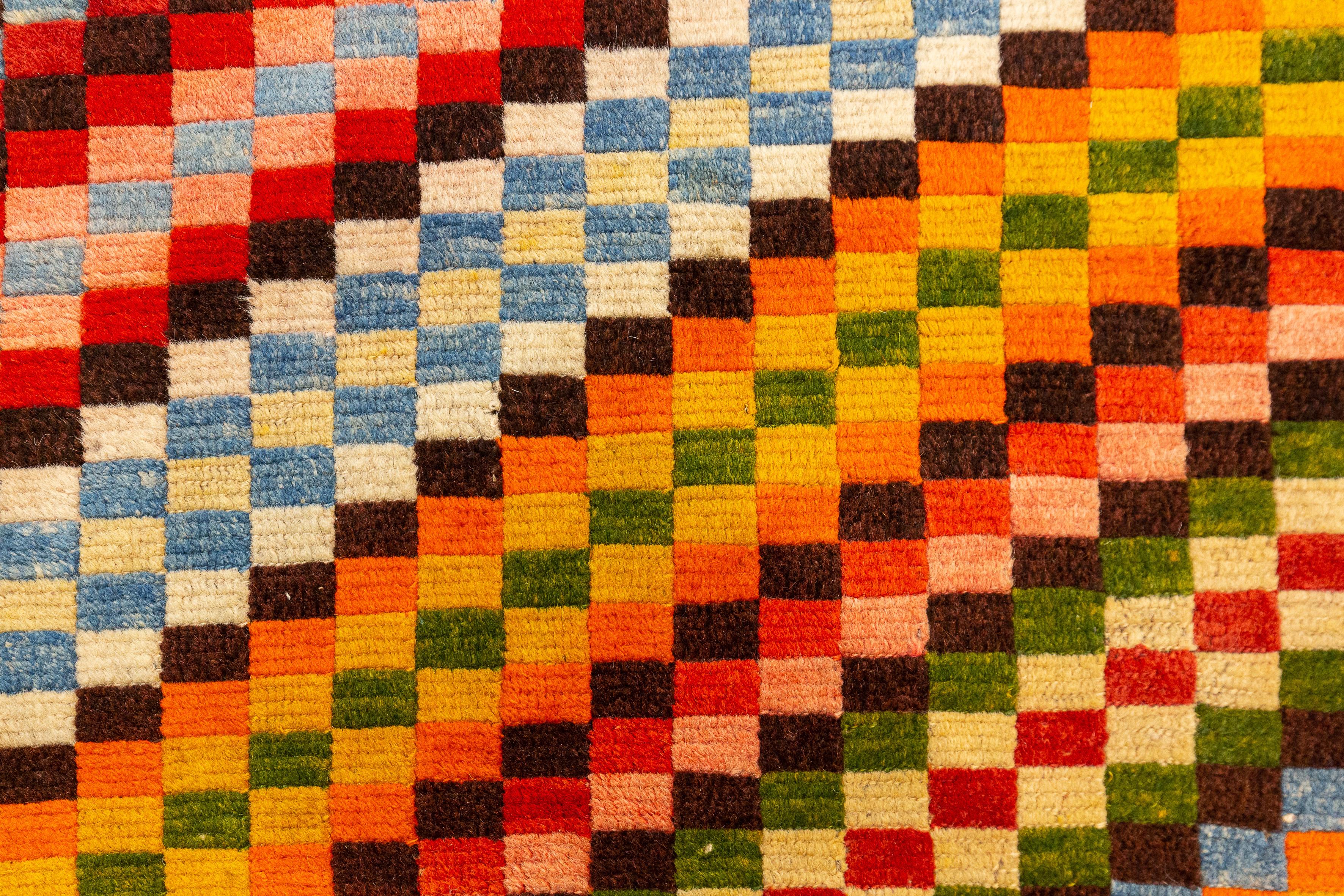 Tibetischer Teppich Buntes Design (Wolle) im Angebot