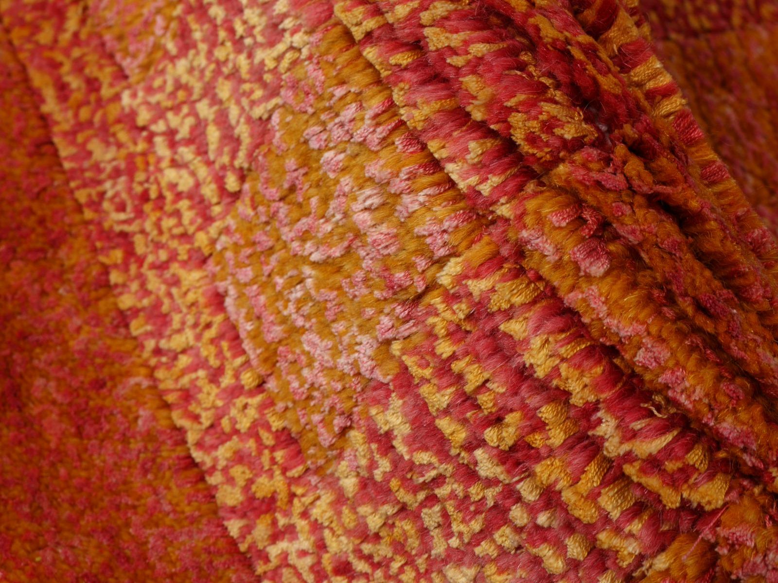 Contemporary Tibetan Rug Hand Knotted Silk Wool Meditation Mat Kampa Dzong Djoharian Design For Sale