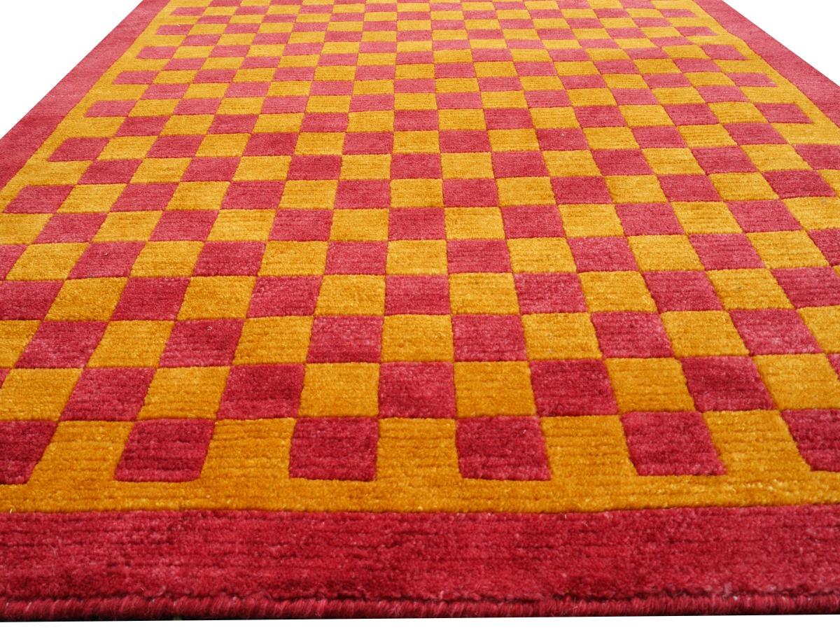 Alfombra Tibetana Anudada a Mano de Lana Alfombra de Meditación Kampa Dzong Tablero de damas en venta 4