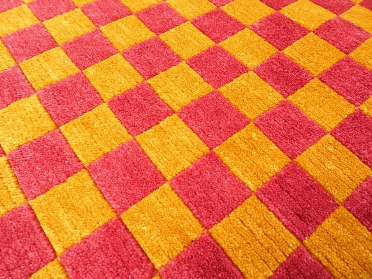 Hand-Knotted Tibetan Rug Hand Knotted Wool Meditation Carpet Kampa Dzong Checkerboard For Sale