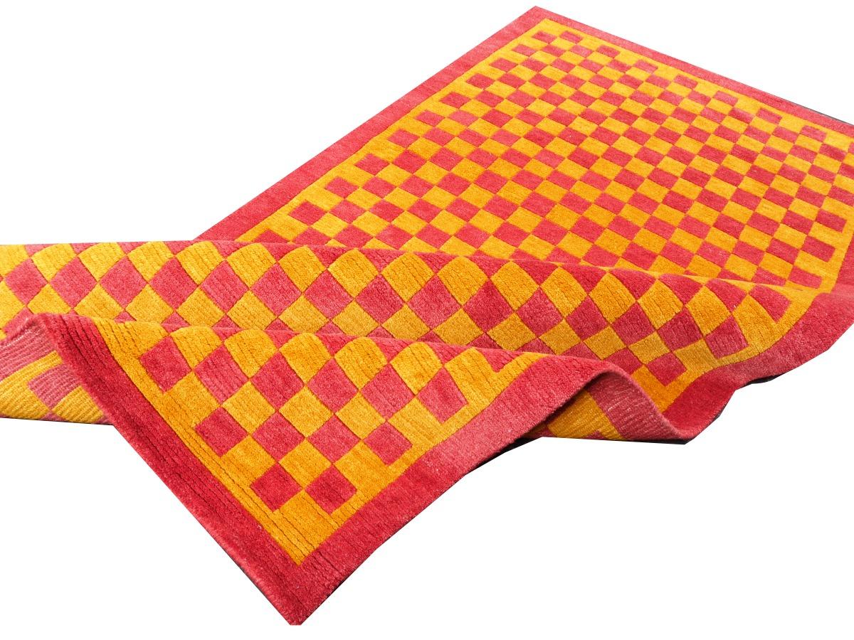 Tibetan Rug Hand Knotted Wool Meditation Carpet Kampa Dzong Checkerboard For Sale 2