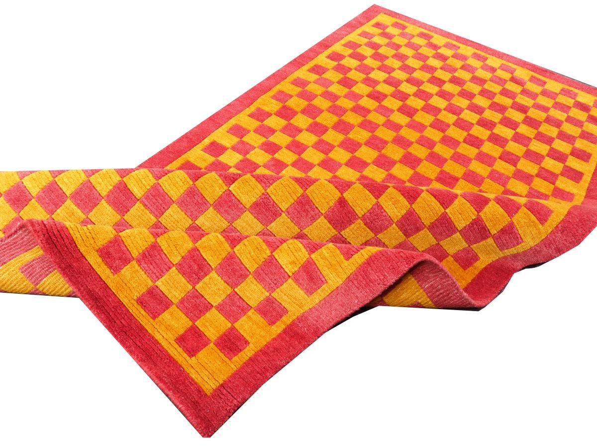Alfombra Tibetana Anudada a Mano de Lana Alfombra de Meditación Kampa Dzong Tablero de damas en venta 2