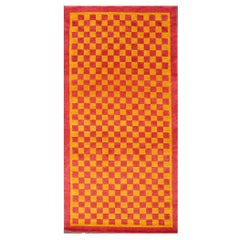 Tapis tibétain de méditation noué à la main Tapis de laine Kampa Dzong damier à damier