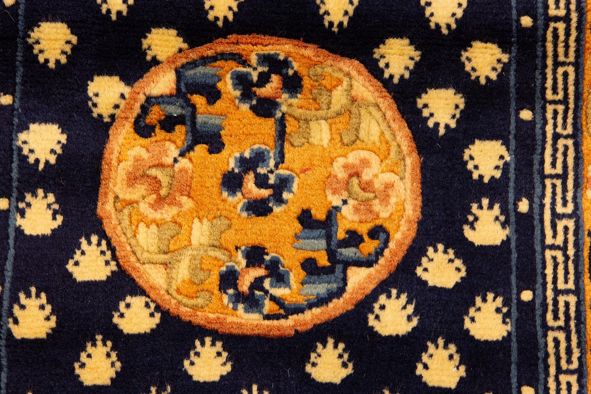 Tibetan Rug Midnight Blue Field In Good Condition For Sale In Ferrara, IT
