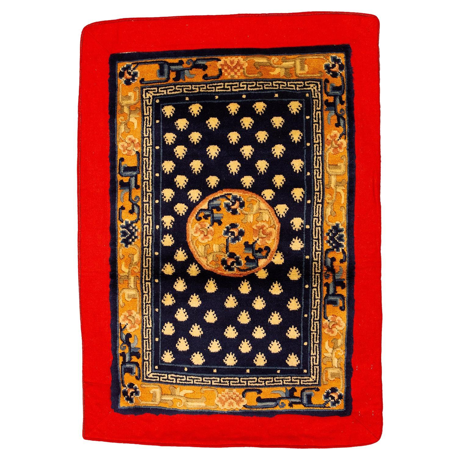 Tibetan Rug Midnight Blue Field For Sale
