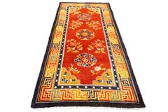 Tibetan Rug Red Field Spiritual Symbolism