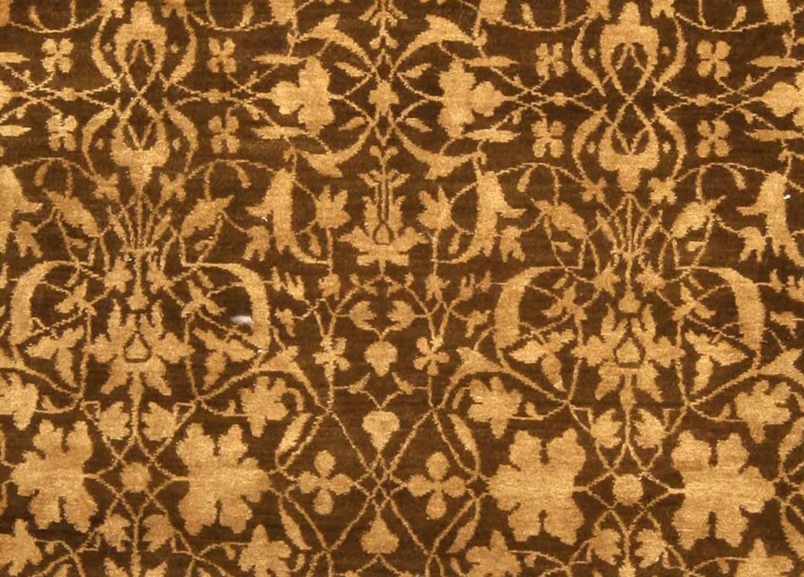 Modern Tibetan Beige Brown Silk Wool Rug S7 by Doris Leslie Blau
Size: 7'0