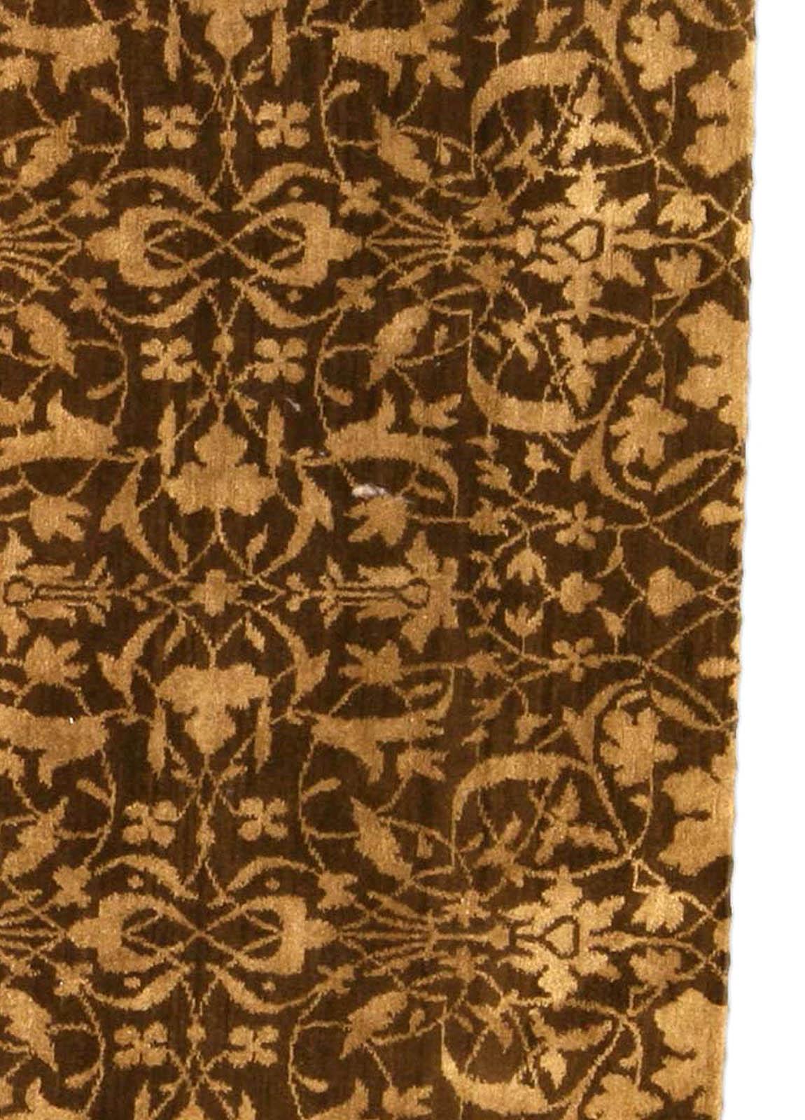 Modern Tibetan Beige Brown Silk Wool Rug S7 by Doris Leslie Blau In New Condition For Sale In New York, NY