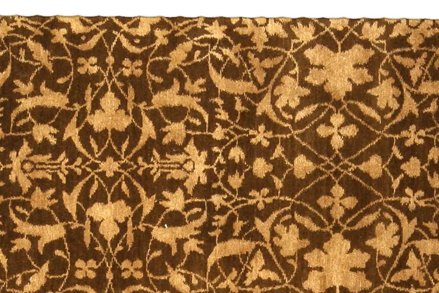 Contemporary Modern Tibetan Beige Brown Silk Wool Rug S7 by Doris Leslie Blau For Sale