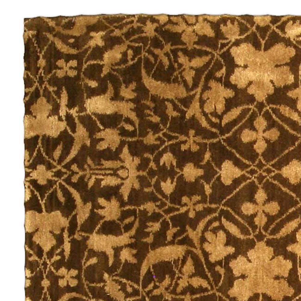 Modern Tibetan Beige Brown Silk Wool Rug S7 by Doris Leslie Blau For Sale 1
