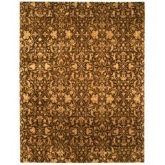 Modern Tibetan Beige Brown Silk Wool Rug S7 by Doris Leslie Blau