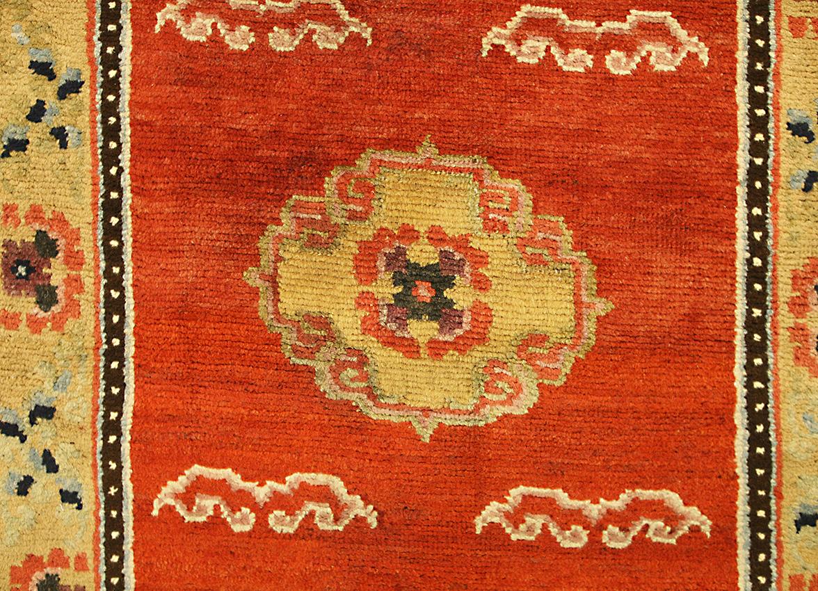 Chinese Tibetan Rug Symbolic Motif Design, 19th Century For Sale