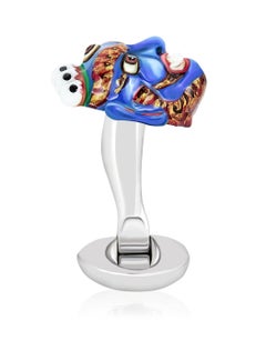 Tibetan Sacred Mask "Mahakala" Cufflinks in Hand-Enameled Sterling Silver by FU