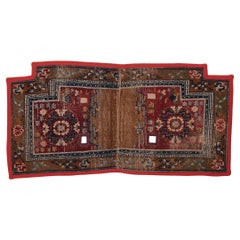 Antique Tibetan Saddle Carpet with Floral Medallions, c. 1900