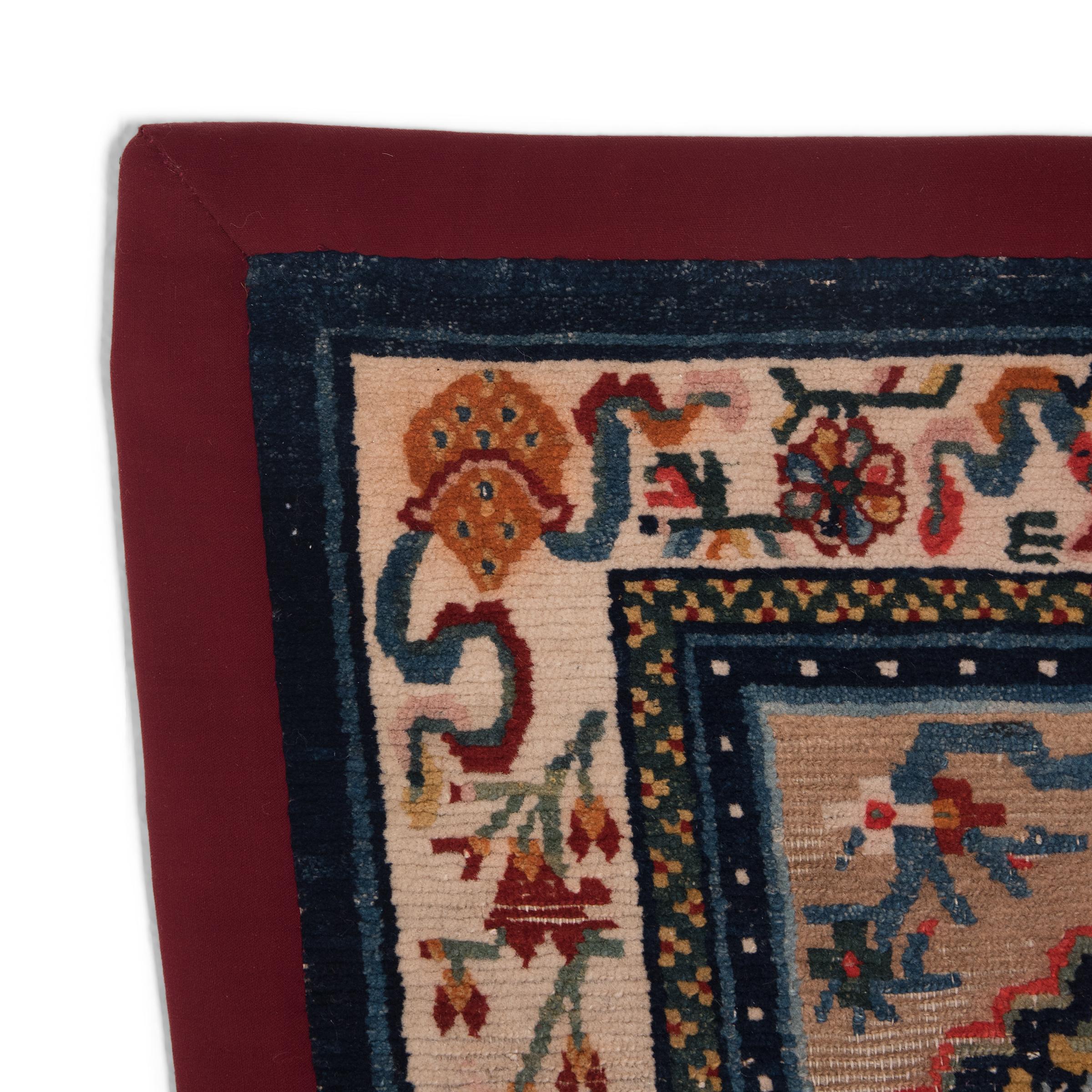 19th Century Tibetan Saddle Carpet with Scholars' Objects, c. 1900 For Sale