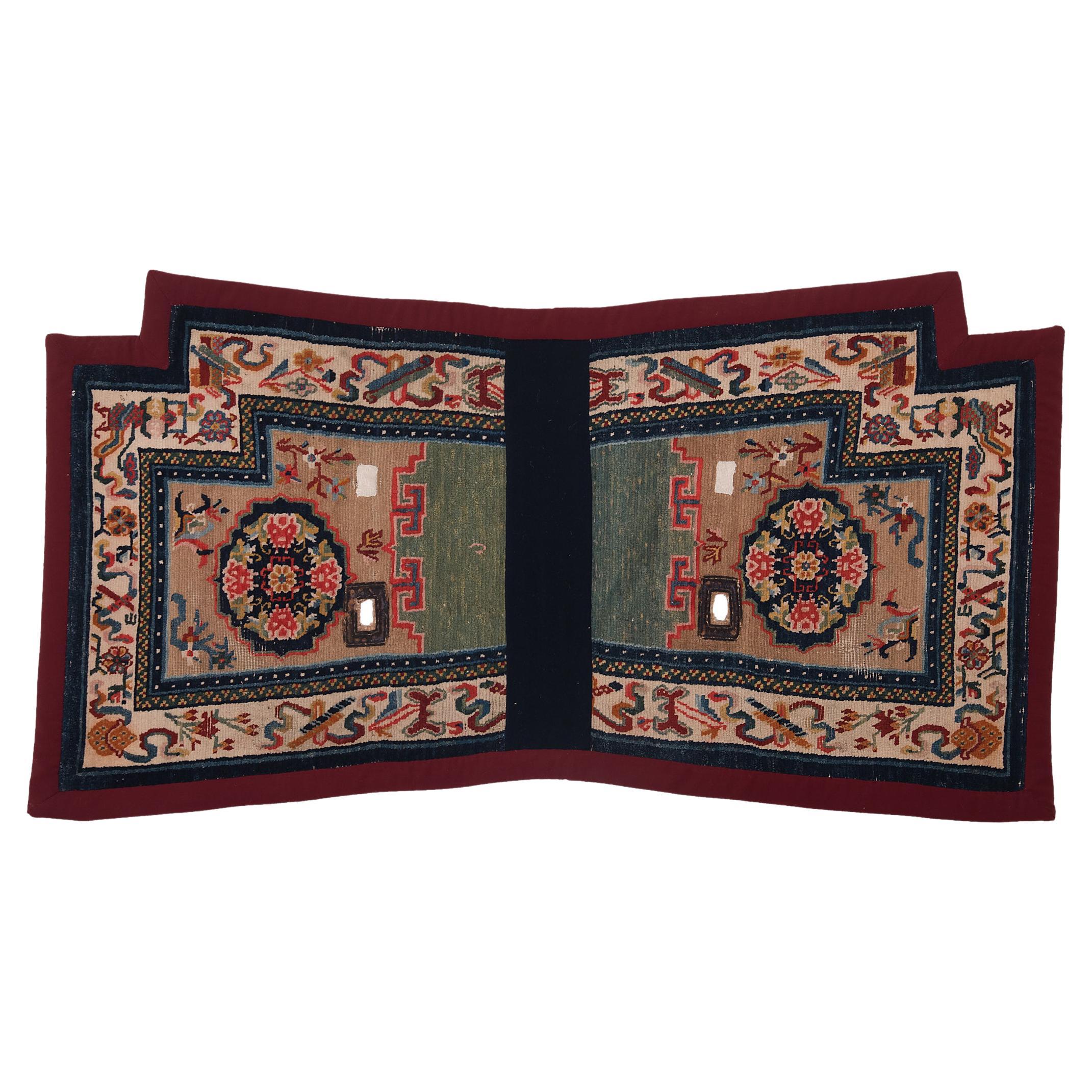 Tibetan Saddle Carpet with Scholars' Objects, c. 1900 For Sale