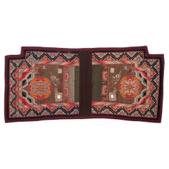 Used Tibetan Saddle Carpet with Wheel of Life Medallions, c. 1900