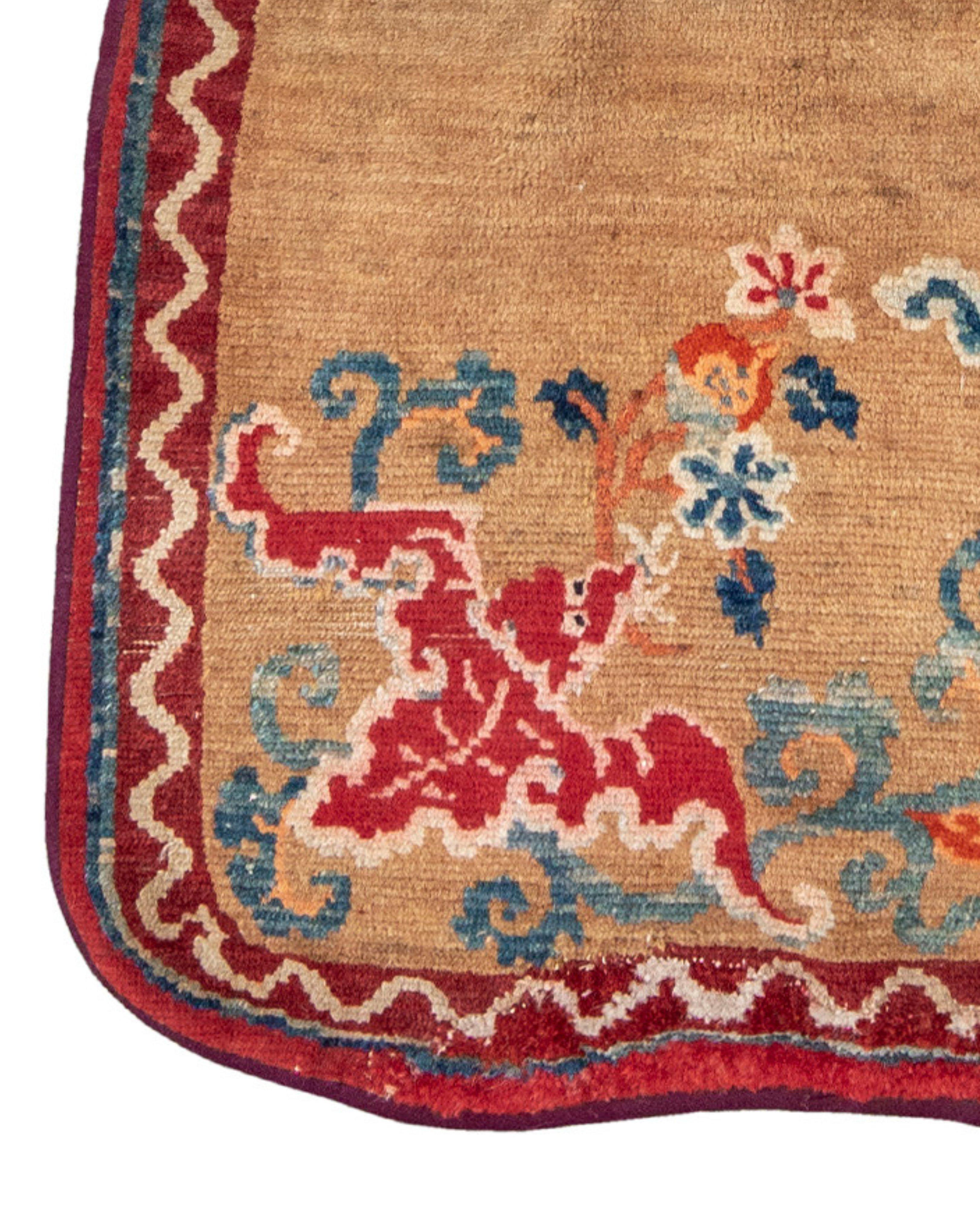 Hand-Knotted Tibetan Saddle Cover, Late 19th Century For Sale