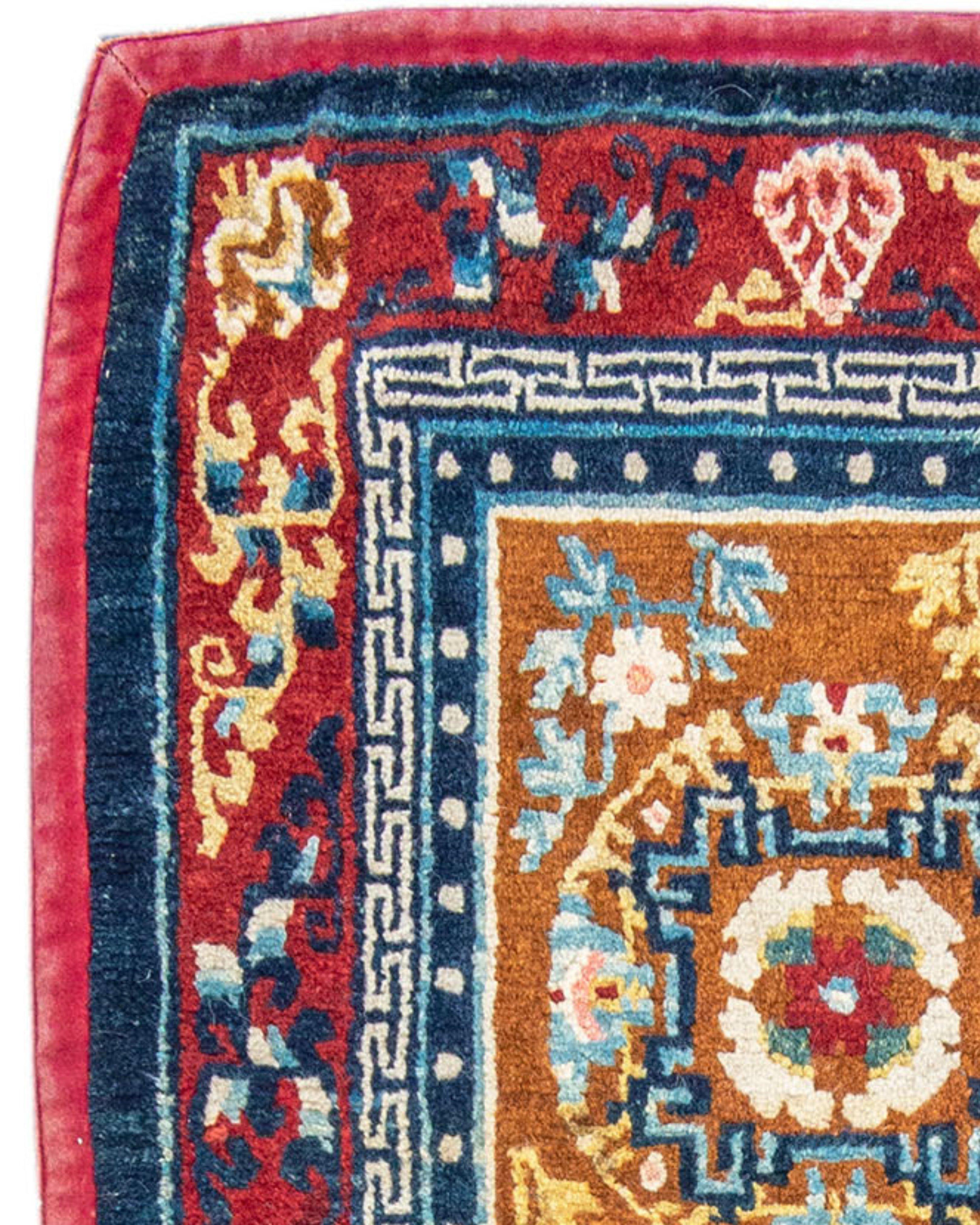 Hand-Knotted Tibetan Saddle Rug, Late 19th Century For Sale