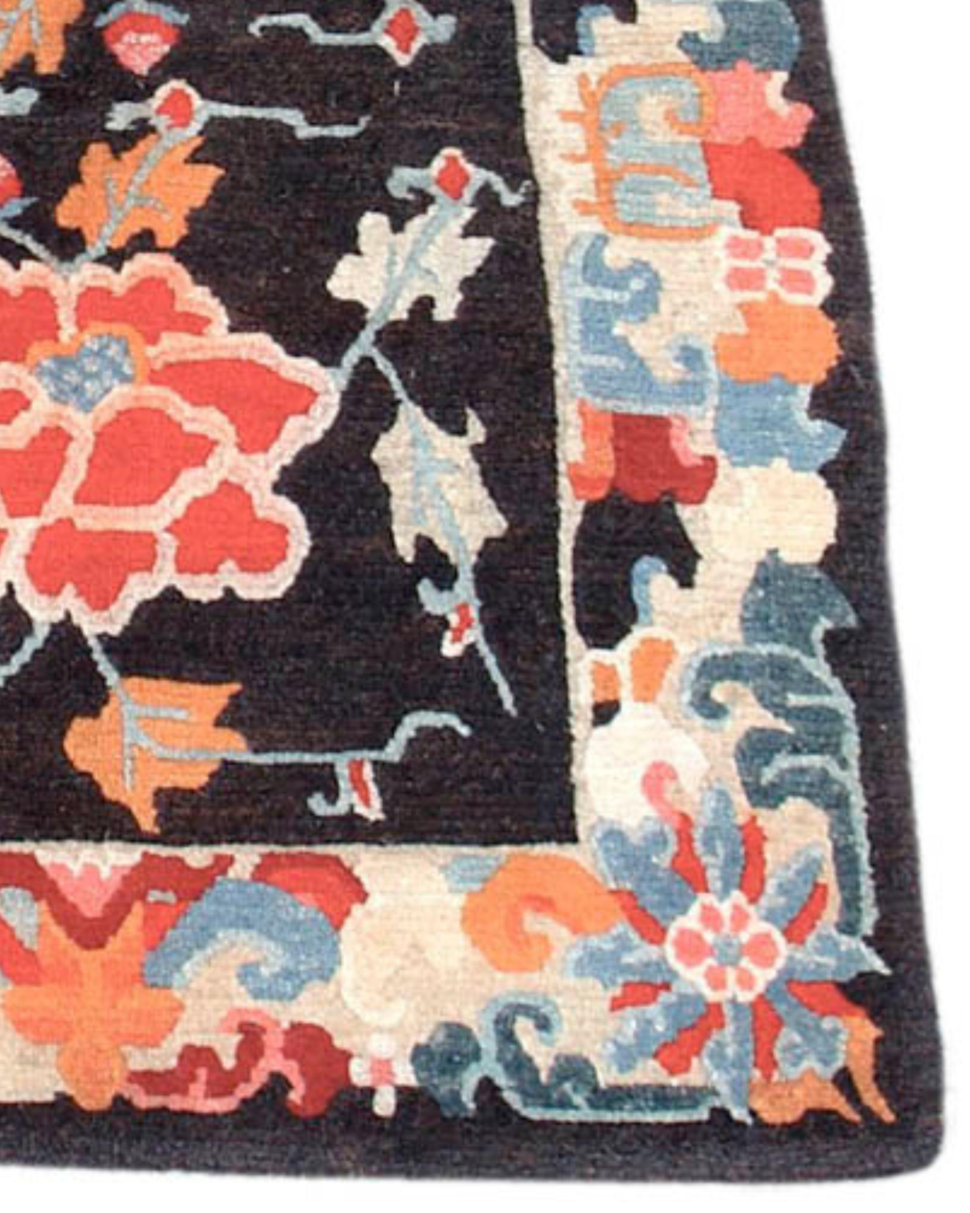 Wool Tibetan Saddle Seat Rug, Early 20th Century For Sale