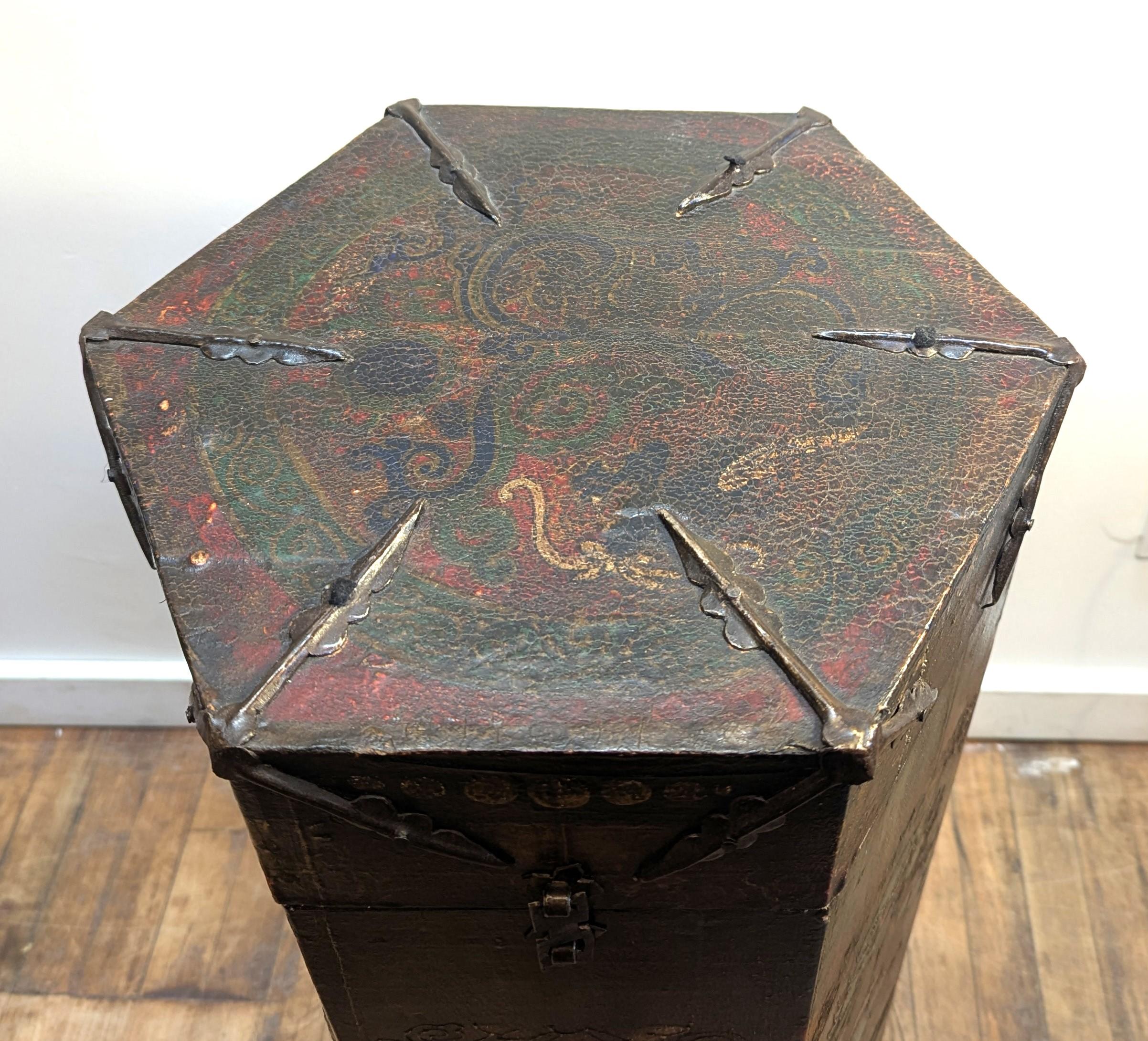 Hand-Painted Tibetan Scroll Box For Sale
