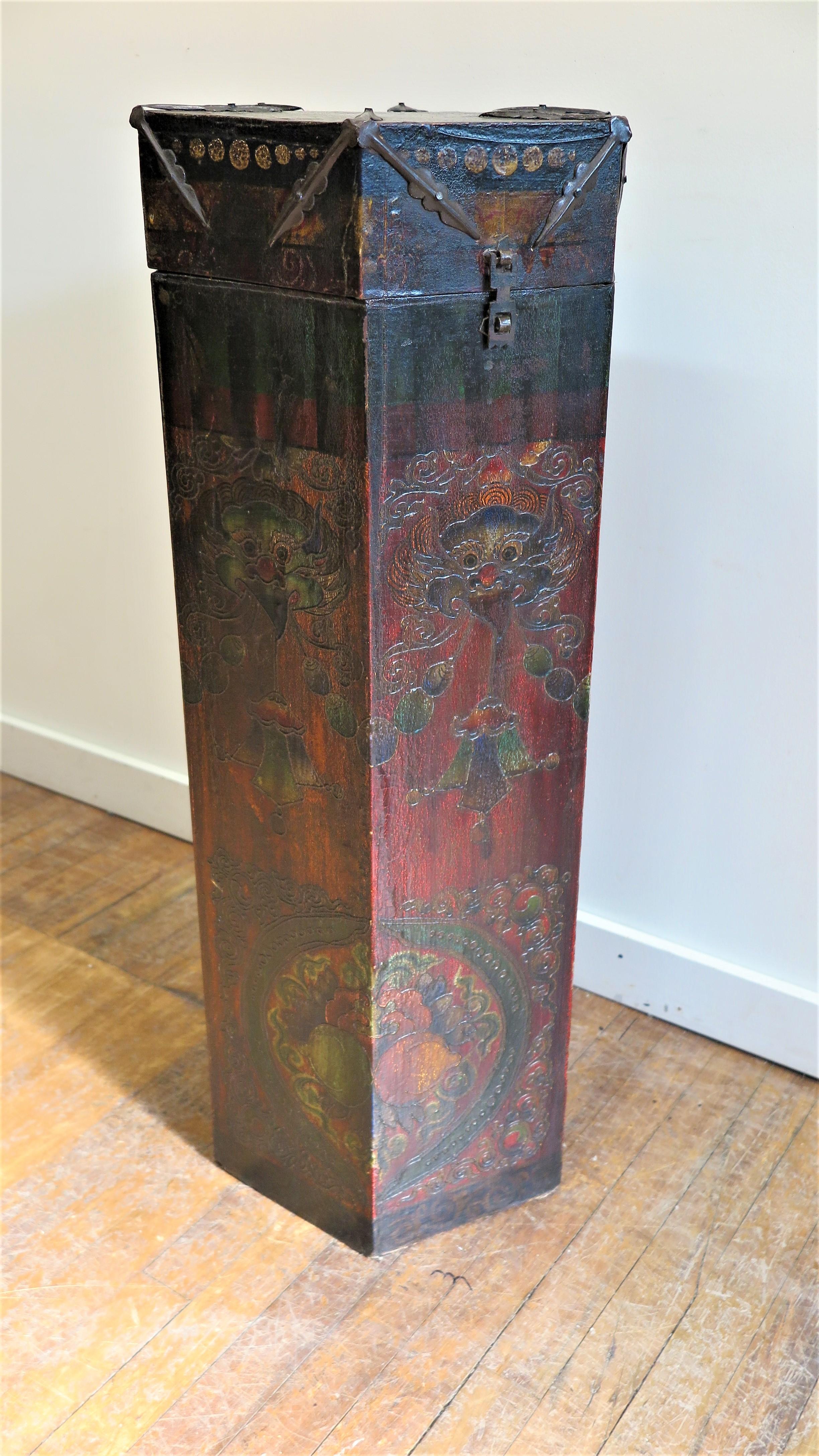 Hand-Painted Tibetan Scroll Box