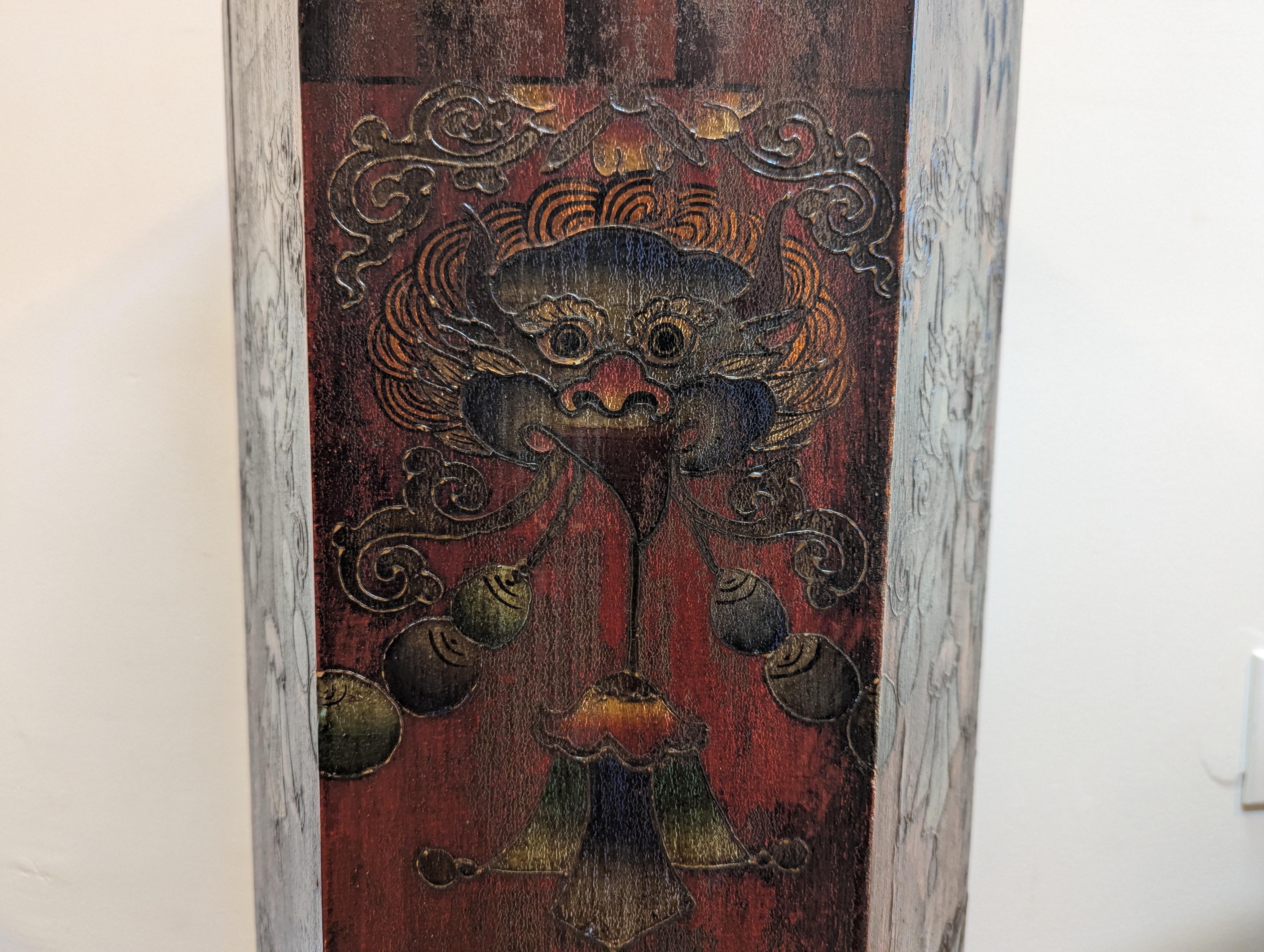 Pine Tibetan Scroll Box For Sale