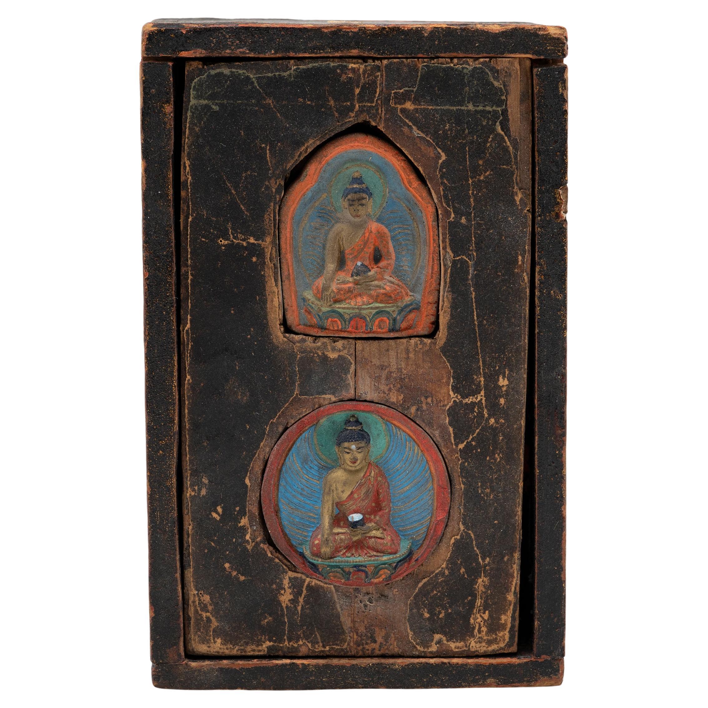 Tibetan Shrine Box with Chenresi Tsakli, c. 1850