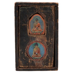 Antique Tibetan Shrine Box with Chenresi Tsakli, c. 1850