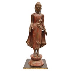 FIGURA BURMESA DE PIE - Base de bronce/dorado con incrustaciones enjoyadas